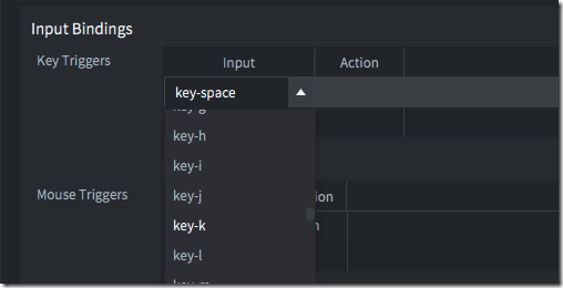 Binding input to a key