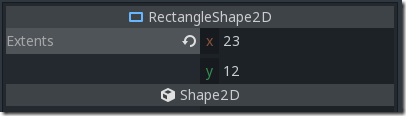 Configure-RectangleShape2D Godot Game Engine
