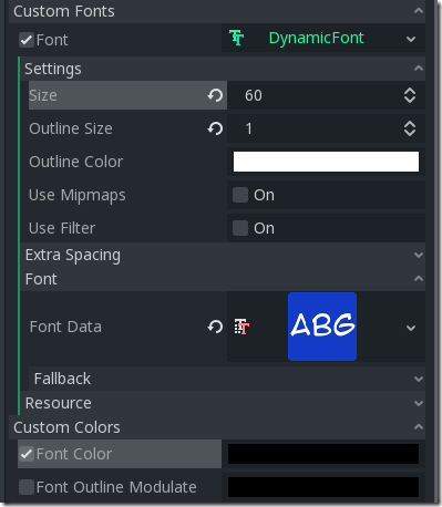 Configuring-the-label-font in Godot Game Engine Screenshot